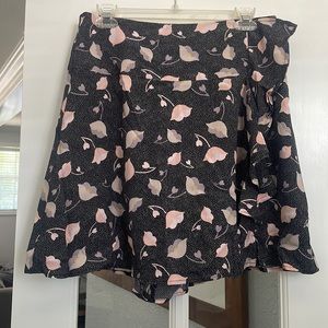 Loft frilly skirt, pink florals, size 6